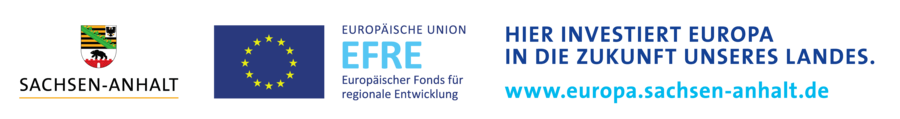 Logos von Sachsen-Anhalt, der Europäischen Union und dem Europäischen Fonds für regionale Entwicklung (EFRE).